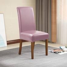 YISUN Dining Chair Covers, Solid Pu Leather Waterproof And Oilproof Stretch Dining Chair Protector Cover Slipcover (Deep Coffee, 6 Pack)