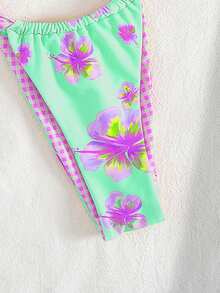 PEPPERMOLLY Women's Sexy Floral Print Halter Neck 2 Pieces Bikini Set, Summer Beach - Green - View 5