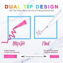 PLUMONES DOBLE PUNTA  Infantil De  Con 12 Colores DiferentesIDEAL PARA CUALQUIER ACTIVIDAD ESCOLAR Y ARTISTICA - Multicolor - Ver 4