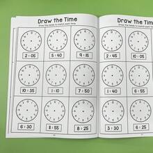 Lachilly Children's Learning Time Recognition Exercise Book, Telling Time Clock Learning Workbook, Draw The Time Educational,Write The Time To Nearest Minute, Kindergarten Math Practice, Classroom Homeschool Teacher Must-Haves, Time-Telling Learning Materials - Multicolor - View 8