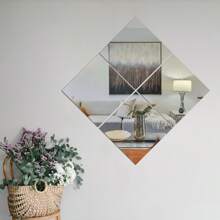 1/4/8片装方形装饰镜面墙贴、3D亚克力镜面墙砖、模块化DIY墙面装饰、2毫米厚亚克力镜面贴纸、3D家居装饰创意自粘托盘、适用于装饰桌子中央或用于婚礼、客厅装饰、卧室装饰、厨房、浴室装饰、