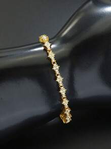 1pc Stainless Steel Zirconia Tennis Bracelet, Unique Design For Daily Wear, Men - Full Diamond Bracelet - View 5