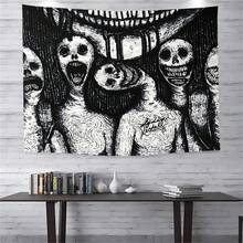 1 pièce Élégance gothique, tapisserie squelette effrayant et abstraite - noir et blanc, tenture murale en polyester pour la décoration de la maison et du dortoir, accessoires gratuits inclus, horreur, décoration de chambre, cadeaux pour vous et vos amis