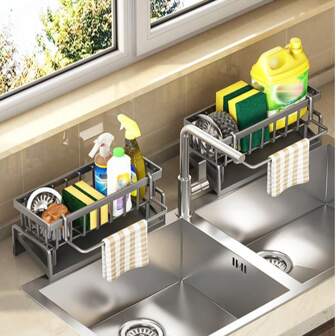 Soap Disc Rack, Dish Rack, Detergent Storage Rack, Sponge Drain Rack, Detergent Kitchen Storage Brush Rack, Drain Rack, Sink Storage Tray, Faucet Installation Bracket(This Product Is Made Of Plastid, Pleaseplace Yourorder With Caution)