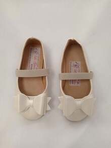 zapato zapatilla flats balerina con moño para niña super comodos suela antiderrapante para cualquier evento especial - Champán - Ver 1