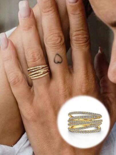 1 st vintage dubbelinfälld rombisk zirkoniaring, 925 sterlingsilver, elegant smyckegåva till kvinnor på alla hjärtans dag