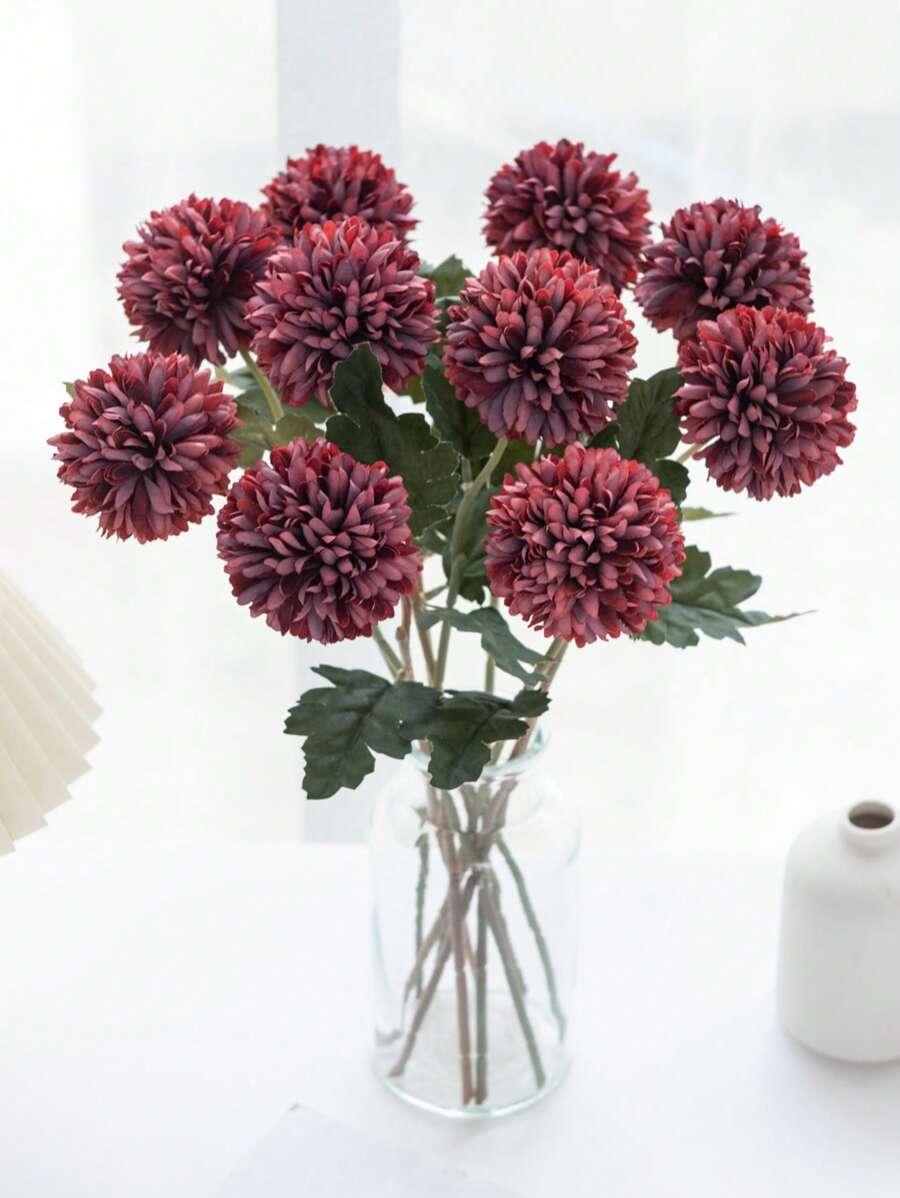 1 buc/3 buc/40 buc flori artificiale de crizantemă cu bile, buchete de mătase, plante artificiale pentru vază de nuntă de toamnă, pentru decorațiuni pentru sufragerie și dormitor, accesorii pentru festivaluri și petreceri de ziua de naștere, decorațiuni pentru grădină în aer liber, toamnă.