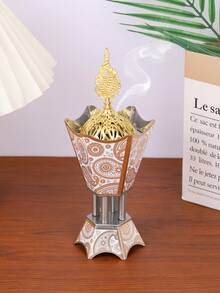 1Pc/1 Set Lightweight And Luxury Metal Incense Burner, Middle Eastern Arabic Style Aromatherapy Incense Burner, It Can Be Used As An Aromatherapy Diffuser, Aromatherapy Burner, Used In Home Decoration, Bedroom, Living Room (As A Centerpiece), Office, Yoga Place And Party, Creating An Elegant Atmosphere.