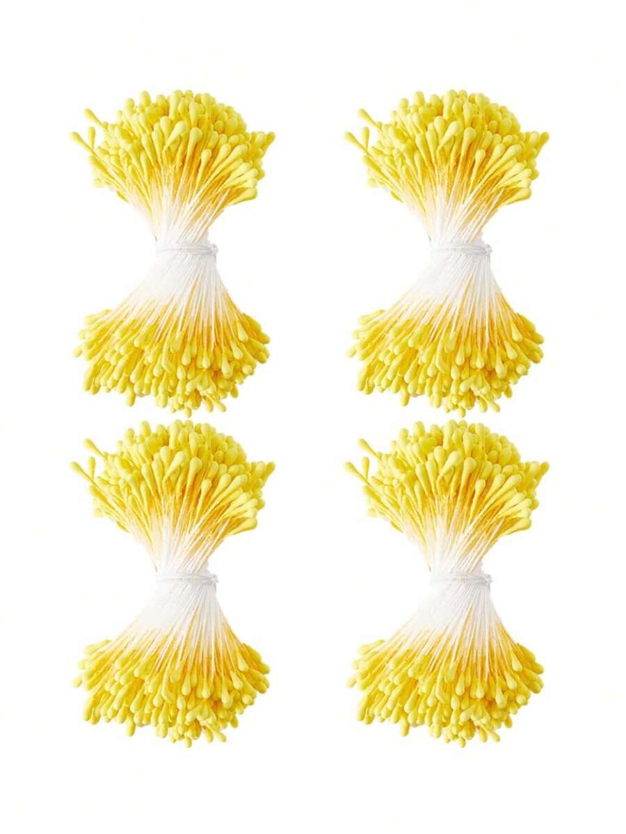 400/800/1600颗人造花蕊，仿珍珠花蕊，家居花艺DIY工艺装饰，适用于婚礼花艺布置、手工家居装饰、复活节、母亲节、父亲节等场合 - 金黃色 - 查看 1