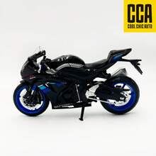C C A 1:12 Suzuki GSX R1000 Negro/Azul, Kawasaki R, Juguete modelo de motocicleta de aleación, puede mantenerse en pie, el volante gira, las ruedas traseras tienen suspensión realista, juguete coleccionable de exhibición de motocicleta (sin base) - Negro - Ver 9