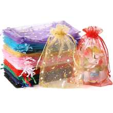 50 piezas/paquete Bolsas de regalo de organza surtidas, bolsas para joyas y dulces para boda, Halloween, fiesta de Navidad