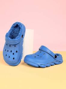 Children's Warm Indoor Slippers For Autumn/Winter, Simple Plush Slippers For Home Outfit, Minimalist Style DIY Sandals