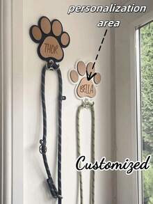 Gancho personalizado para correa de perro con texto personalizado, gancho de pared de madera con nombre personalizado para correa de perro, gancho de dibujos animados con palabra personalizable, ornamental, elegante para gato, lindo, colorido, único, artículos para el hogar personalizados, regalos ideales para él, regalos ideales para ella, familia, amigos, amantes de las mascotas, para aniversarios, con grabado, elegante, moda, vintage, lindo, contratado, único, personalizado, personalizado para mascotas para aniversarios, suministros de regalo de Navidad - Multicolor - Ver 5