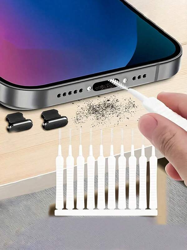 Paquete de 10 cepillos de limpieza para teléfonos móviles, cepillos para ranuras, cepillos de limpieza de microporos, cepillos de limpieza para duchas, cepillos de limpieza para agujeros de ducha, herramientas de limpieza y destranque para accesorios de baño, inodoro y artículos del hogar