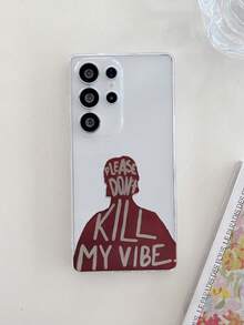 1pc Silhouette Letter Design Phone Case, Precise Cutout Camera Protection Compatible With Samsung, Nothing, Pixel, INFINIX, Redmi Protective Cover - Clear - View 4