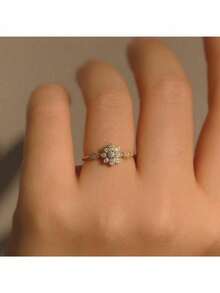 1枚优雅复古花朵造型戒指，女士款，周年纪念日、情人节礼物、日常佩戴饰品、母亲节礼物的完美之选（不含包装盒） - 戒指 - 查看 5