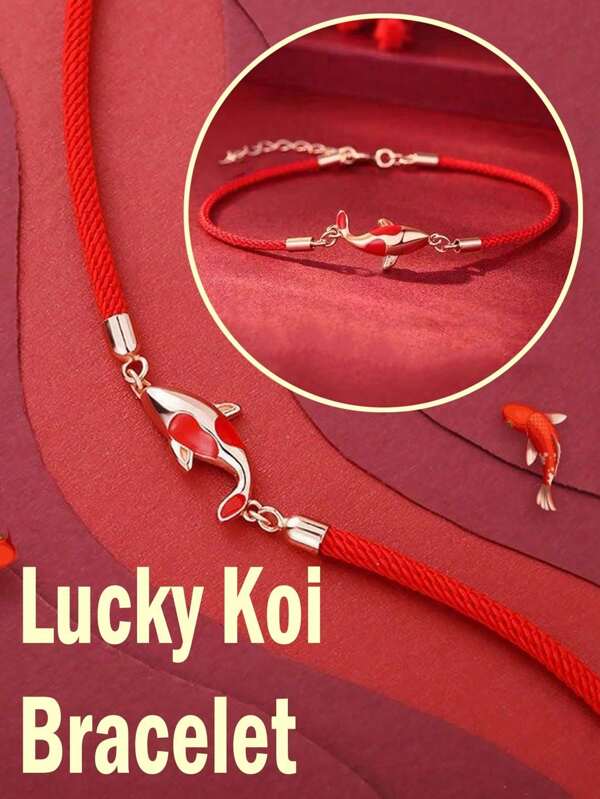 Pulsera de carpa de la suerte, pulsera de cuerda trenzada, pulsera de cuerda roja para pareja, familia y amigos, joyería y accesorios de hilo rojo de carpa