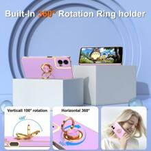 Motor Moto G 5G 2024 Case: Moto G Play 5G 2024 Case Wit 2Pcs Screen Tector360 Tion  Older  Kickstand Plating Gold Edge Soft TPU Tective Cover Lig Purple