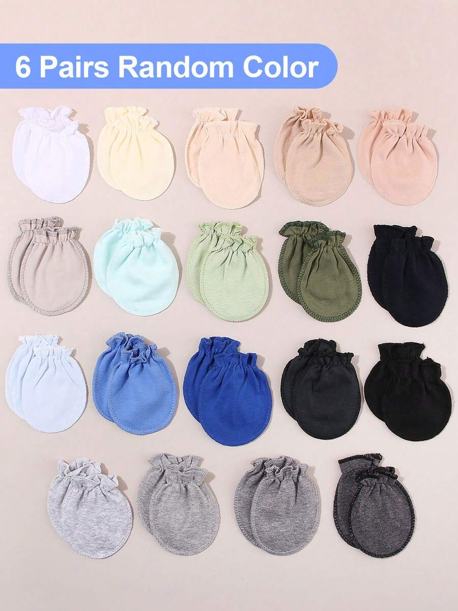 6pcs/Set Assorted Floral Pattern Newborn Baby Anti-Scratch Mittens, All-Season Essential Baby Care Items - Multicolor-boys - View 1