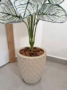 Planta Artificial Caladium Grande E Vaso Completo Decoração