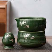 One-Piece Set Of 500ml/700ml Round Striped Ceramic Matcha Bowl, Song Dynasty Tea Ordering Tool Ceramic Threaded Tea Bowl, Tea Stand, Silver Flower Paper High-Temperature Roasting Process, Fadeless, Beautiful And Durable, Easy To Carry And Use, Suitable For Business Meetings, Art Appreciation, Outdoor Travel And Leisure Occasions Japanese Tea Ceremony Bowls And Tea Ceremony Accessories 1pc - Multicolor - View 12