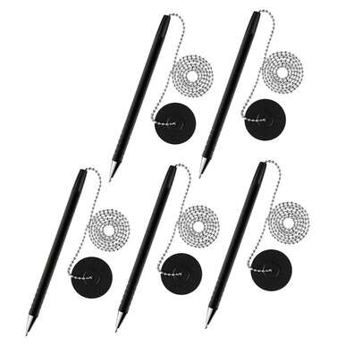 Safety Pens For Home Office Supplies With Adhesive Chain And Safety Pen Holder, Black Ink (14 Count)
