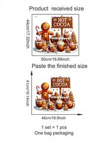 Autocolant de perete festiv de Crăciun cu turtă dulce - Autoadeziv, decorațiune de sărbători ușor de aplicat pentru dormitoare, băi și toalete, design vesel cu turtă dulce și pălărie de Moș Crăciun și baton de bomboane, perfect pentru decorul casei de sărbători, artă murală festivă | Decor festiv vesel | Artă murală decorativă, decorațiuni de Crăciun cu turtă dulce