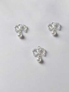 10pcs New Plated Colorful Transparent Small Bowknot Bow Pendant DIY Handmade Phone Strap Chain Beads Earring Accessories