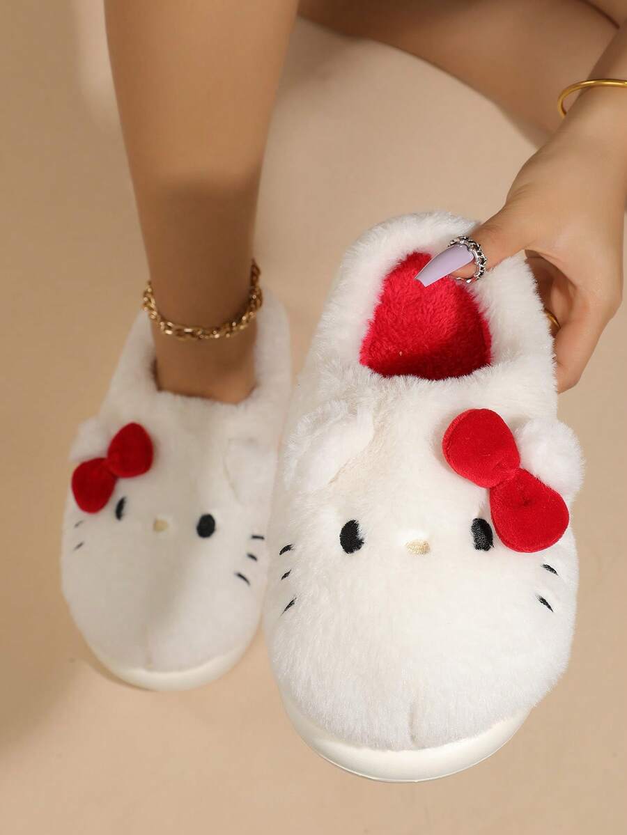 SANRIO 卡通毛绒拖鞋，适合青少年和女孩 - 舒适温暖，卡通鞋，毛茸茸的拖鞋，毛茸茸的拖鞋，鞋底带有可爱的  人物  设计 - 非常适合冬季室内休闲