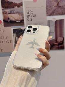 1 件透明闪光飞机设计手机壳适用于 16 Pro Max/16/16 Pro/16 Plus/15/15 Pro Max/15 Pro/11/12/13/14 Pro Max/11 Pro/11 Pro Max/12 Pro/12 Pro Max/13 Pro/13 Pro Max/14 Pro/14 Pro Max，时尚创意防水防震防摔防刮 - 無色 - 查看 3