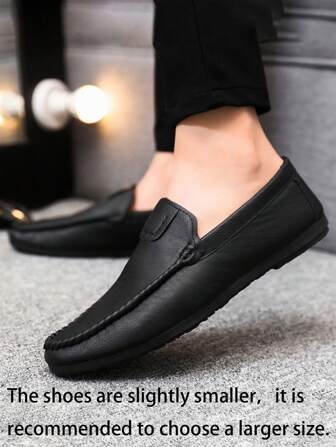 Herrmode Business-formella skor, bekväma mjuka läderskor, Slip-On Loafers med lätt sula (produkten är liten, det rekommenderas att välja en storlek upp)