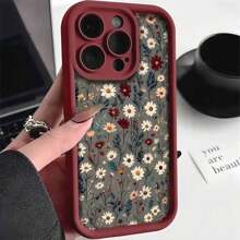 Flower Vintage Small Chrysanthemum Pattern Phone Case Compatible With IPhone 16 Pro Max, 16 Pro, 11 Pro Max, 15, 14 Plus, 13, 12, 16, XS Max, 15 Pro, XR, 15 Pro Max, 14, 13 Pro, 12 Pro Max, TPU Shockproof Soft Protective Cover For Series