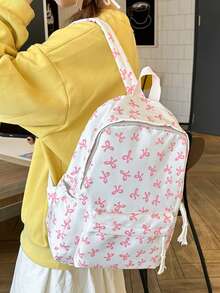 New Cute Style Bow Pattern Bag, Bow Pattern Backpack Bag, Lightweight School Bag, Student Large Capacity Backpack, Fresh And Simple Style School Bag Teenager Boy Girl Backpack 15.6 Inch Laptop Backpack Travel Backpack - Multicolor - View 11