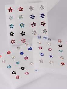 10pairs/Set Glamorous Rhinestone Flower Stud Earrings For Women For Daily Decoration Valentines,Mom,Mother,Mother's Day,Gift - Multicolor - View 7