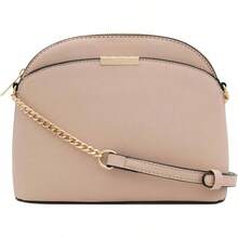 Saffiano Small Dome Crossbody Bag With Chain Strap - 裸色 - 查看 1