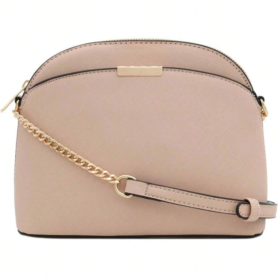 Saffiano Small Dome Crossbody Bag With Chain Strap - 裸色 - 查看 1