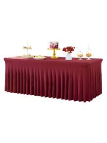 1 pieza Mantel de mesa de tela de espándex blanco, resistente a las arrugas y lavable, se ajusta a mesas de comedor rectangulares, funda elástica para mesa de patio, adecuada para bodas, banquetes, fiestas, estilo Ins de lujo, mantel elástico blanco para hotel, banquete, cumpleaños, conferencia