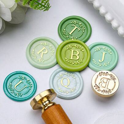 1 Pc, Simple Leaf Patterned Alphabet Series Wax Sealing Stamp Head, Suitable For Envelope Letter Paper/Wedding Invitation Letter/DIY Craft Stamp Decoration/Gift Decoration/Graduation Parties/Anniversaries/Various Holiday Gifts