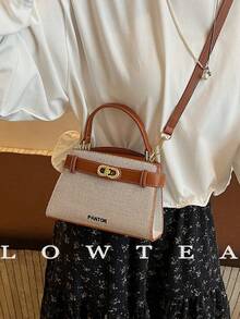 low tea Túi xách nữ mùa hè mới, họa tiết vải thiều, túi đeo chéo thời trang có dây đeo điều chỉnh được, túi đeo vai đơn màu trơn cao cấp với phụ kiện kim loại, thích hợp cho công sở. - Nhiều màu - Xem 8