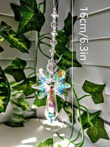 1pc Rainbow Guardian Angel Crystal Suncatcher, Can Be Used As Home/Car Decor, Porch Decor And Hanging Crystal Glass Ornament - Multicolor - View 6
