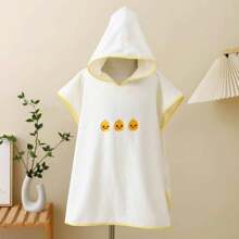 1pc Baby/Kids Hooded Bathrobe, Coral Fleece Absorbent Poncho Cloak, Cute Cartoon Design For Home, Beach, Unisex