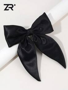 1 pièce Élégant Clip à cheveux nœud papillon noir, convient pour un port quotidien, pince à cheveux, clip à cheveux - Noir - Voir 1