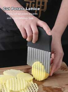 1pc Stainless Steel Potato Knife With Stainless Steel Blade And Plastic Handle, No Hand Injury, Wavy Cutter, Suitable For Cutting Shaped Ingredients, Suitable For Potatoes, Carrots And Other Vegetables, Household Kitchen Cutting Knife - Kitchen Accessories - Kitchen Utility Tools