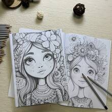 解锁世界的独特魅力！《怪异女孩》涂色书，倾注色彩，描绘出你的个性时尚风格。每本24页，21*28厘米，创意十足，适合万圣节、圣诞节和生日礼物。 - 填色本 - 查看 6