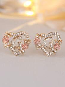 Tsnamer 1 对心形首字母耳钉，适合女孩女士，心形雕刻 26 个字母 A-Z 个性化名字花耳环，适合日常情人节母亲节珠宝生日礼物情人节、妈妈、母亲、母亲节、礼物 - 耳環 - 查看 36