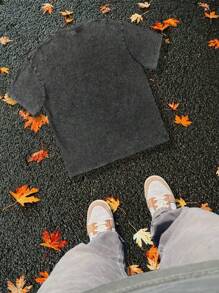 100% Pure Cotton, Make Old,Retro, Unique Figure Image Print, Unisex Loose T - Shirt,230g Round-Neck T-Shirt, Wash Water, Unisex,DG004