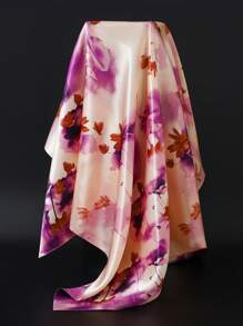 1条时尚方形真丝围巾，新款设计，90*90厘米，奢华围巾，花卉印花头巾披肩颈巾，女士适用，35.4英寸，适合连衣裙搭配。 - A - 查看 29