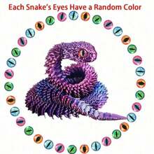 2/3 Stücke 30cm Schlangen Statue mit Locken - 3D gedrucktes Schlangen Spielzeug mit Schlangen Ei, mythisches Geschöpf Design, Dekoration für Zuhause, Stressabbau Spielzeug, geeignet für Weihnachten, ab 14 Jahren (zufällige Augenfarbe), Fidget Toy, 3D gedruckte Tiere - Schlange Viper, 3D Schlange, Mini 3D gedruckte Tiere, 3D gedruckte Schlangen, 3D gedruckte Schlange mit Ei