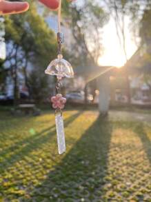 1pc Creative Snowflake Wind Chime Pendant (Plastic Material), Fashionable & Exquisite Wind Chime Accessory, Can Be Used As Phone Strap, Keychain, Card Holder, Bookmark Clip, Etc. Snowflake Keychain For Winter, Birthday Gift - Multicolor - View 7