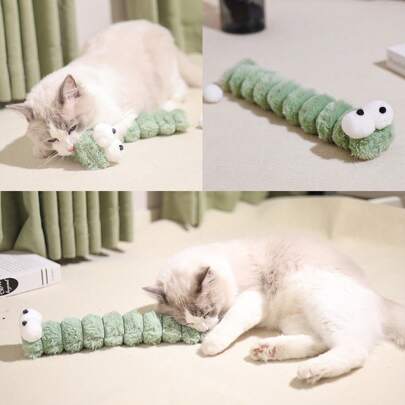 毛绒猫玩偶 - 柔软耐用，保护牙齿，室内猫咪磨牙棒，适合所有猫咪品种，可作为自娱自乐的玩偶、猫咪磨牙玩具、宠物安抚用品，触感柔软，无需电池
